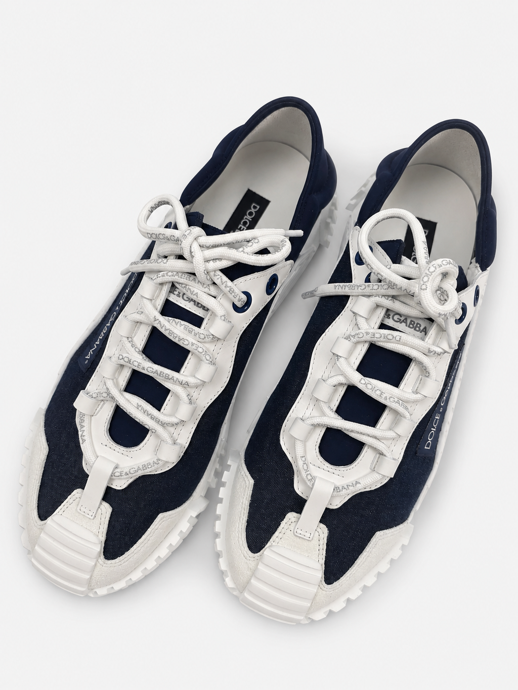KI-Visualisierung: Dolce & Gabbana NS1 Sneaker Bianco/Denim – Draufsicht