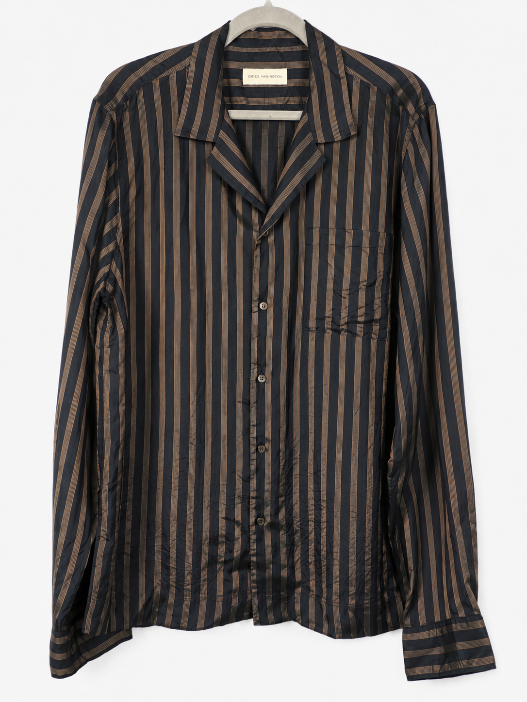 Dries Van Noten Carlty 3276 Hemd in Navy mit Streifen – Vorderansicht