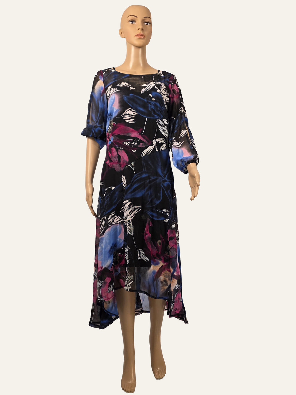 Frank Lyman 263161 Chiffonkleid Black/Fuchsia – freigestellte Vorderansicht
