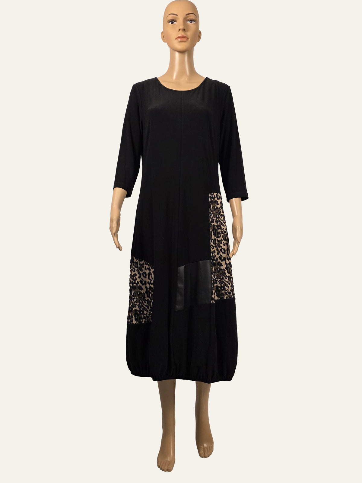 Frank Lyman Kleid 263277 in Schwarz und Camel – Vorderansicht