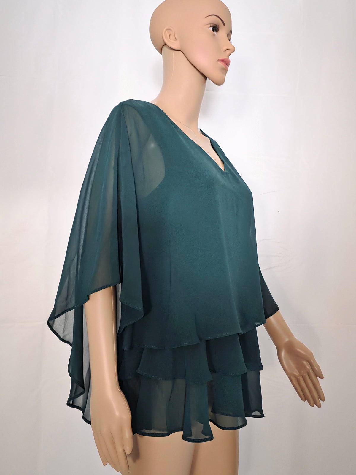 Frank Lyman 269016 Chiffon-Lagentop in Spruce, Seitenansicht