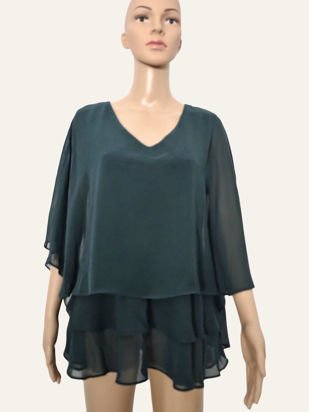 Frank Lyman 269016 Chiffon-Lagentop in Spruce, Vorderansicht