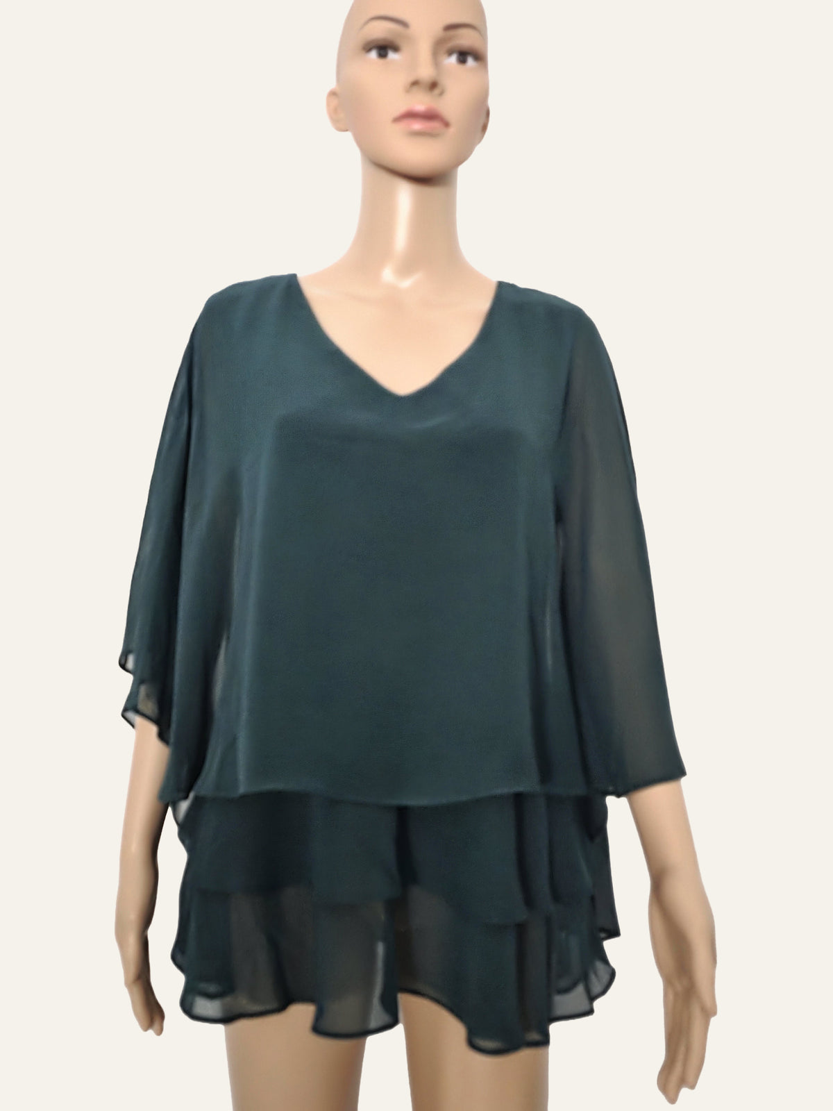 Frank Lyman 269016 Chiffon-Lagentop in Spruce, Vorderansicht