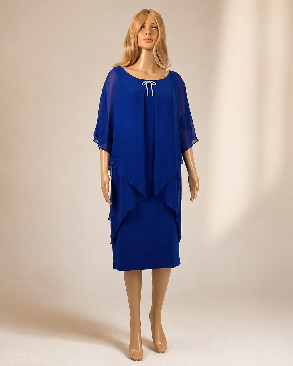 Frank Lyman Chiffonkleid 269023 in Royalblau – Vorderansicht, Größe 36