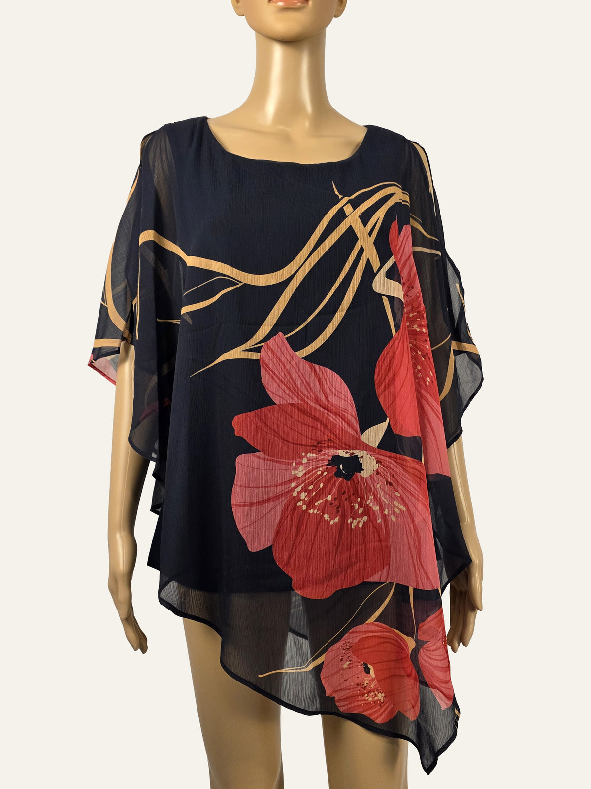 Frank Lyman Chiffon-Top 269130 Midnight/Pink, Größe 36 – Vorderansicht