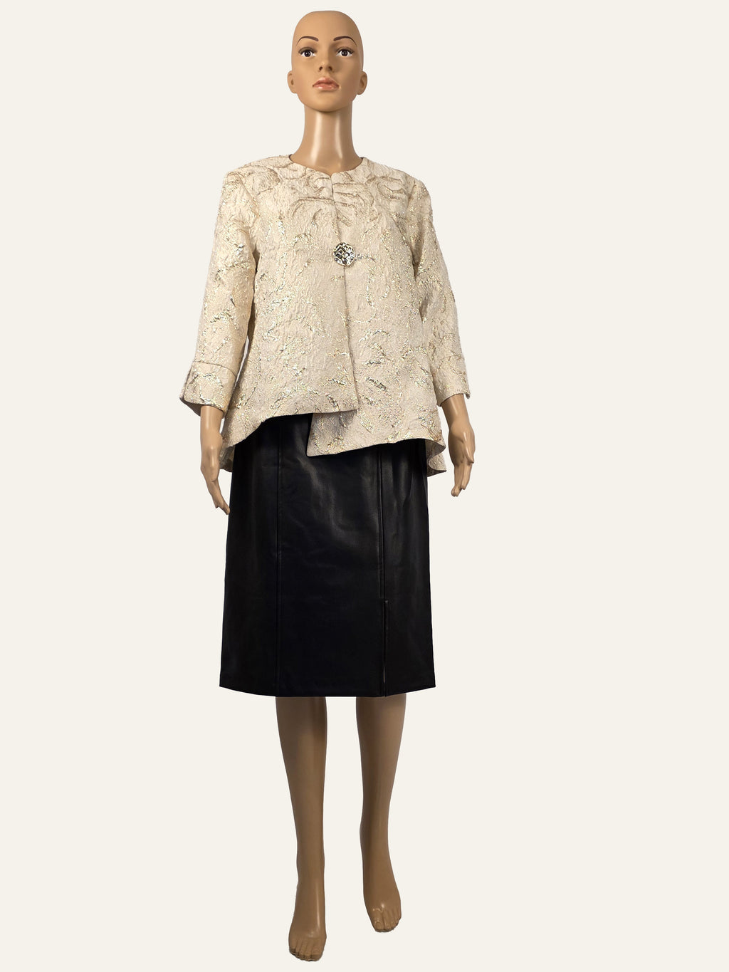 Frank Lyman Metallic-Jacquardjacke 269101 Vanilla/Gold, Größe 36 – Vorderansicht