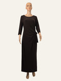 Frank Lyman Maxi-Wickelkleid 263004 in Mocha – Vorderansicht mit seitlicher Raffung